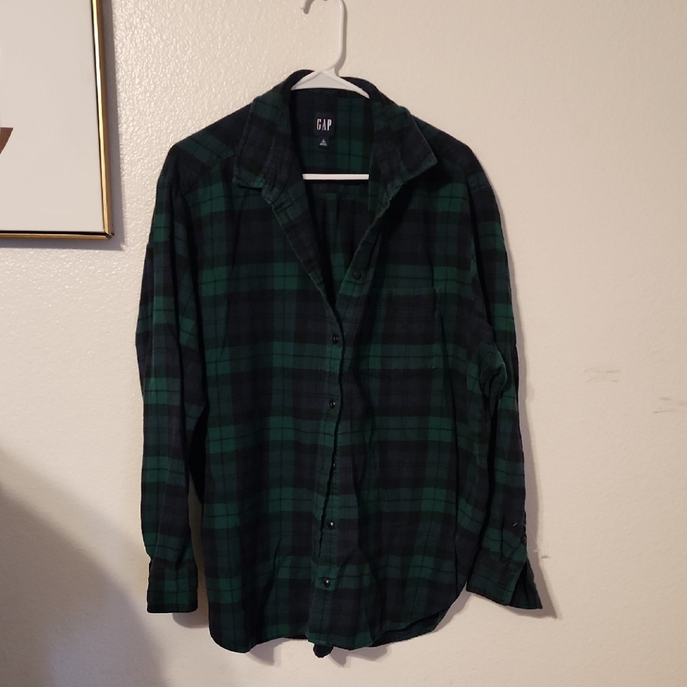 GAP Green and Black Casual Button Down Shirt